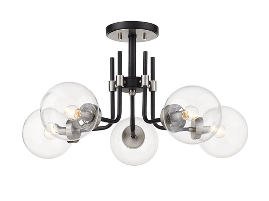 Z-LIte Parsons 5-Light Semi Flush Mount In Matte Black & Brushed Nickel