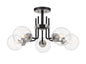 Z-LIte Parsons 5-Light Semi Flush Mount In Matte Black & Brushed Nickel
