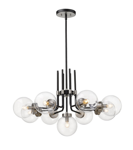 Z-LIte Parsons 9-Light Chandelier In Matte Black & Brushed Nickel