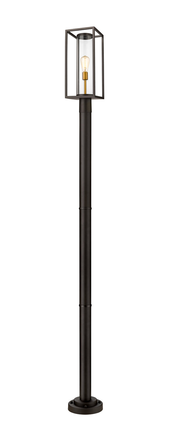Z-LIte Dunbroch 1-Light Outdoor Post Mount In Deep Bronze & Brass