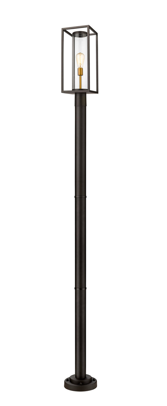 Z-LIte Dunbroch 1-Light Outdoor Post Mount In Deep Bronze & Brass