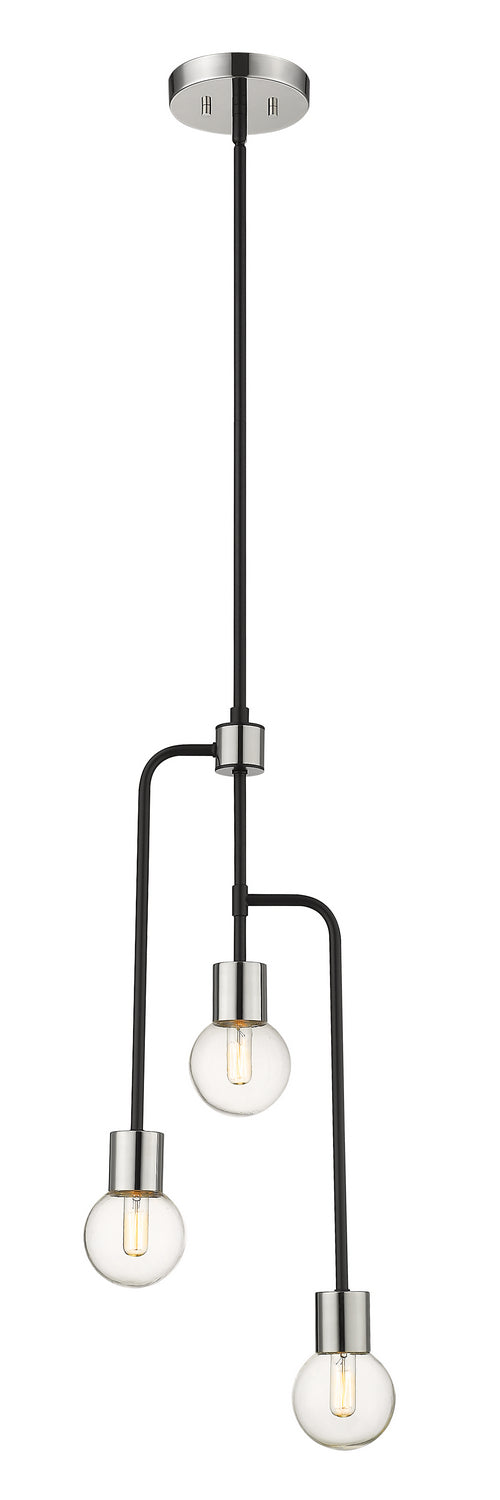 Z-LIte Neutra Three Light Chandelier In Matte Black & Polished Nickel