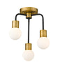Z-LIte Neutra 3-Light Semi Flush Mount In Matte Black & Foundry Brass