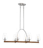  Birnamwood 6-Light Island In Koa Wood With Pewter & Clear Glass