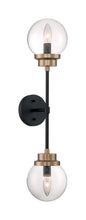  Axis 2-Light Wall Sconce In Matte Black & Brass Accents