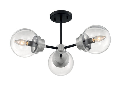  Axis 3-Light Semi Flush Mount In Matte Black & Brushed Nickel