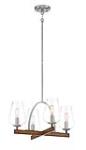  Birnamwood 4-Light Convetible Chandelier/Semi-Flush Mount In Koa Wood With Pewter & Clear Glass