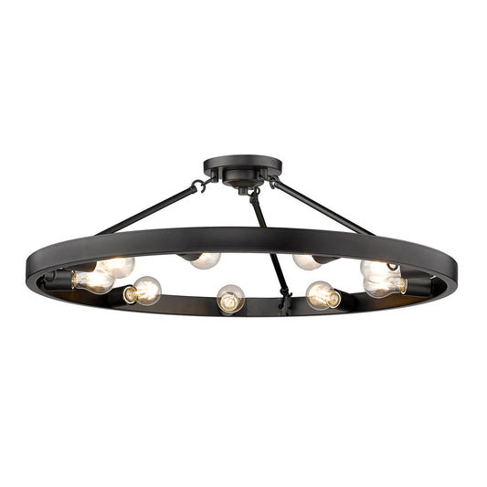 Golden Lighting 9-Light Semi-Flush Mount In Matte Black