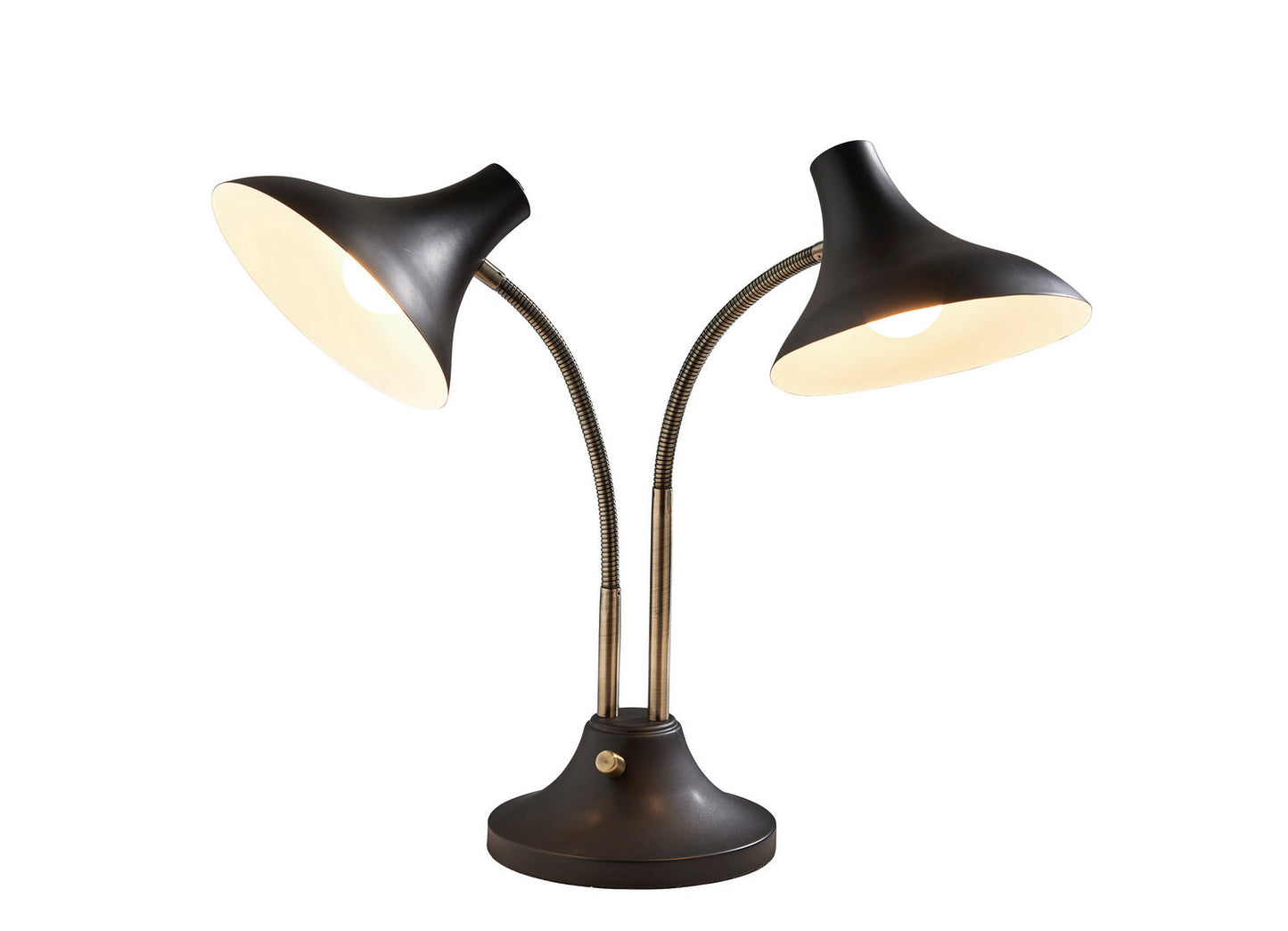  Ascot 2-Light Desk Lamp In Black & Antique Brass