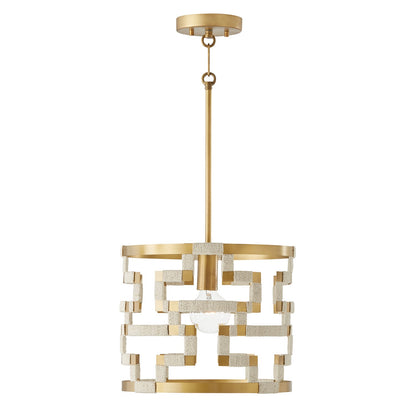 Hala 1-Light Pendant In Bleached Natural Jute And Patinaed Brass