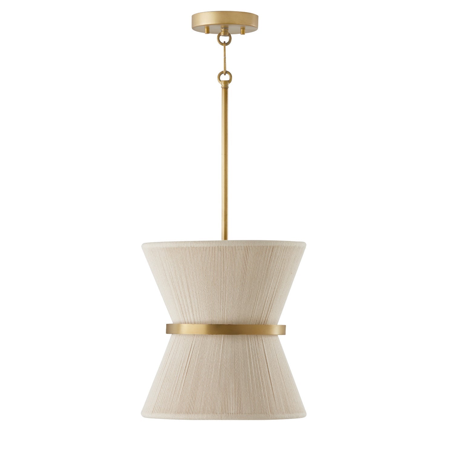  Cecilia 1-Light Pendant In Bleached Natural Rope & Patinaed Brass