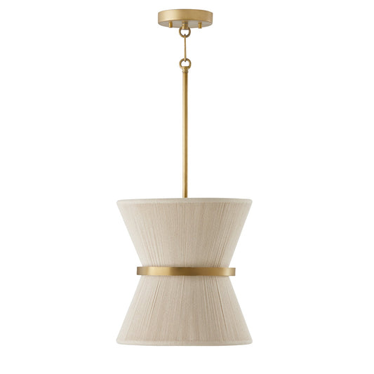 Cecilia 1-Light Pendant In Bleached Natural Rope & Patinaed Brass
