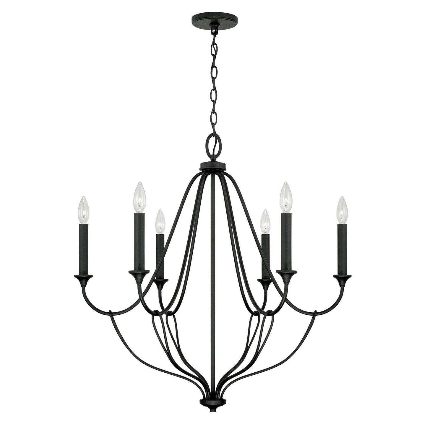  Bentley Six Light Chandelier In Black Iron
