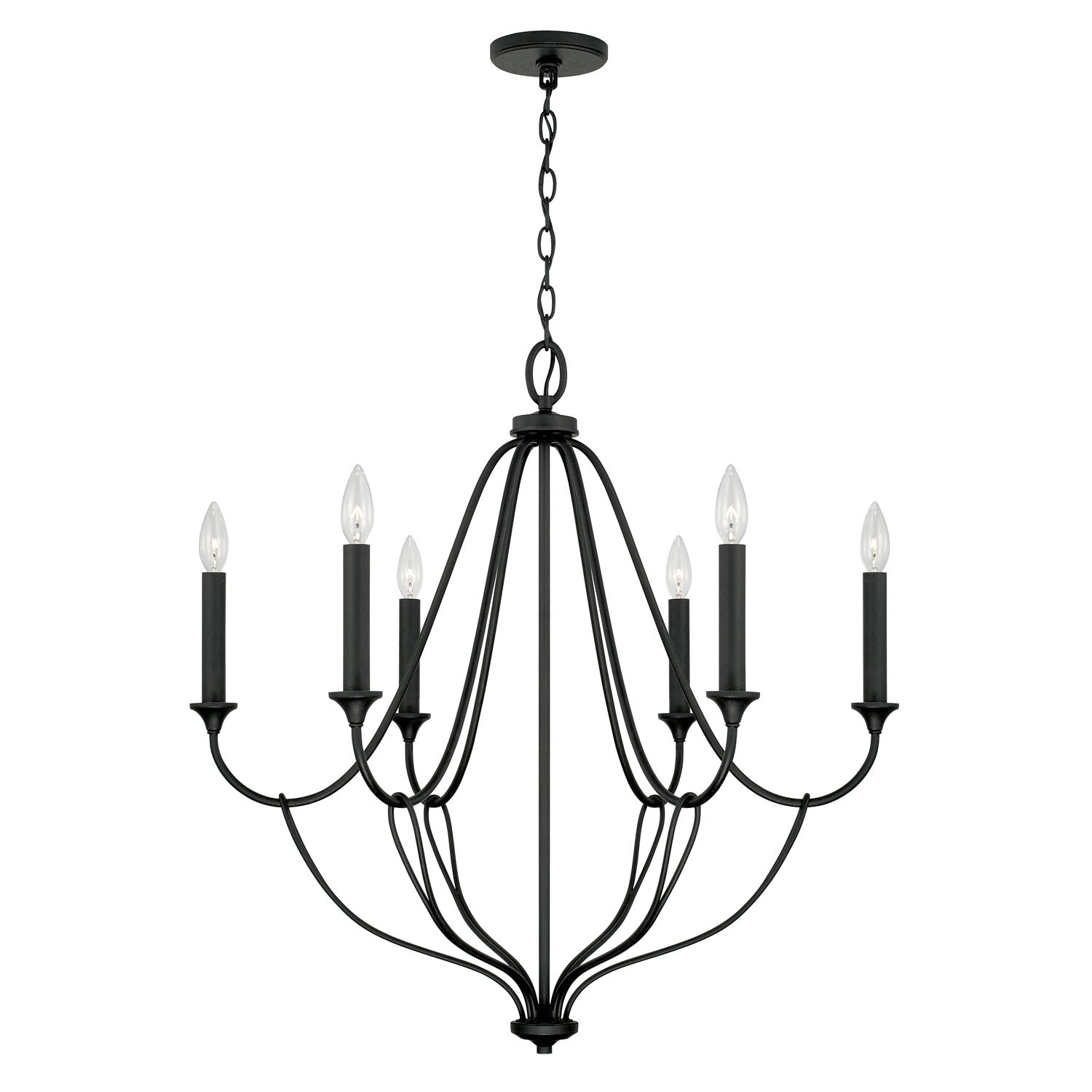  Bentley Six Light Chandelier In Black Iron