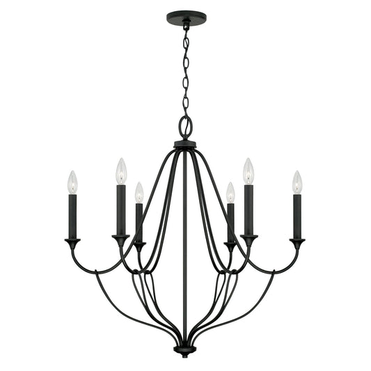  Bentley Six Light Chandelier In Black Iron
