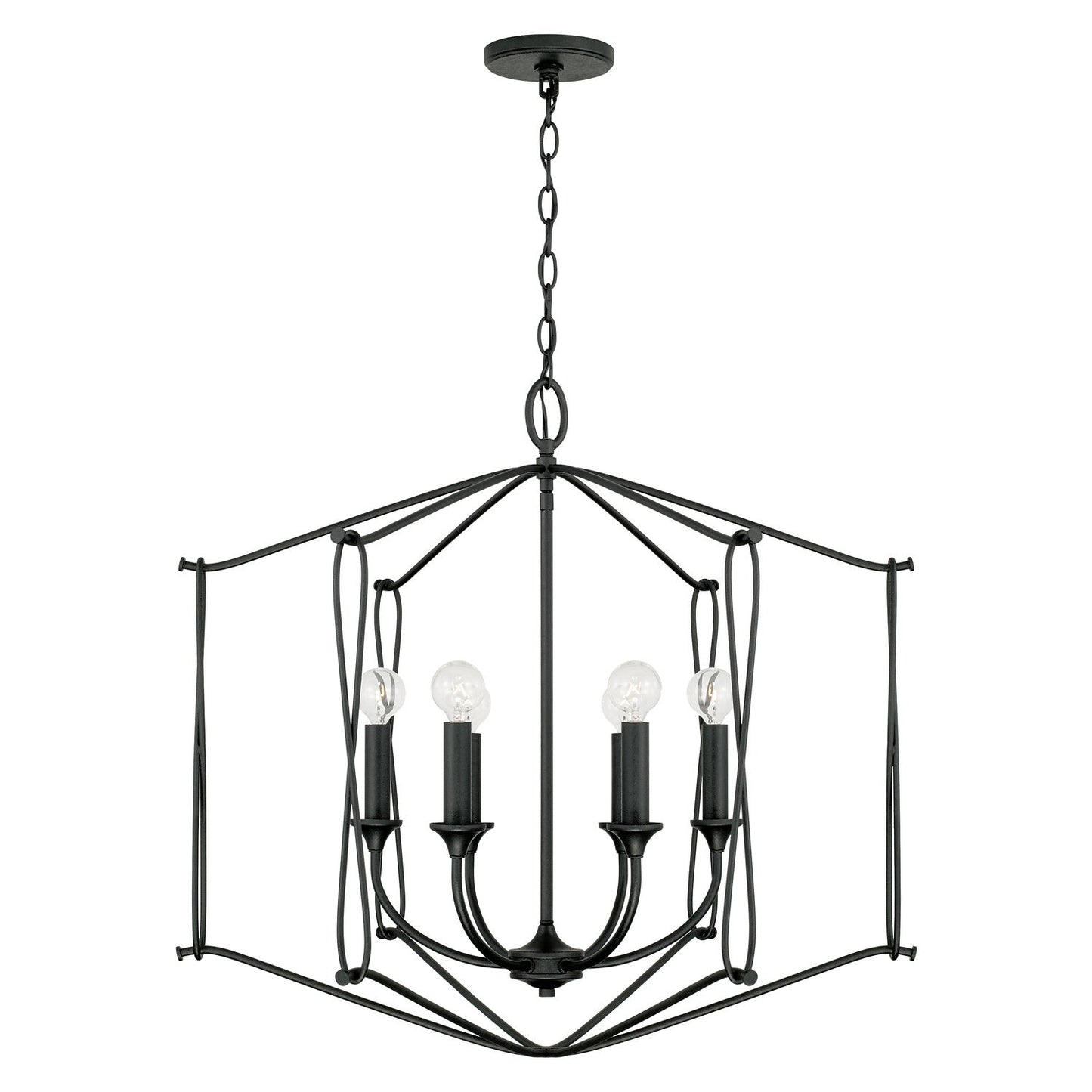  Bentley 6-Light Foyer Pendant In Black Iron