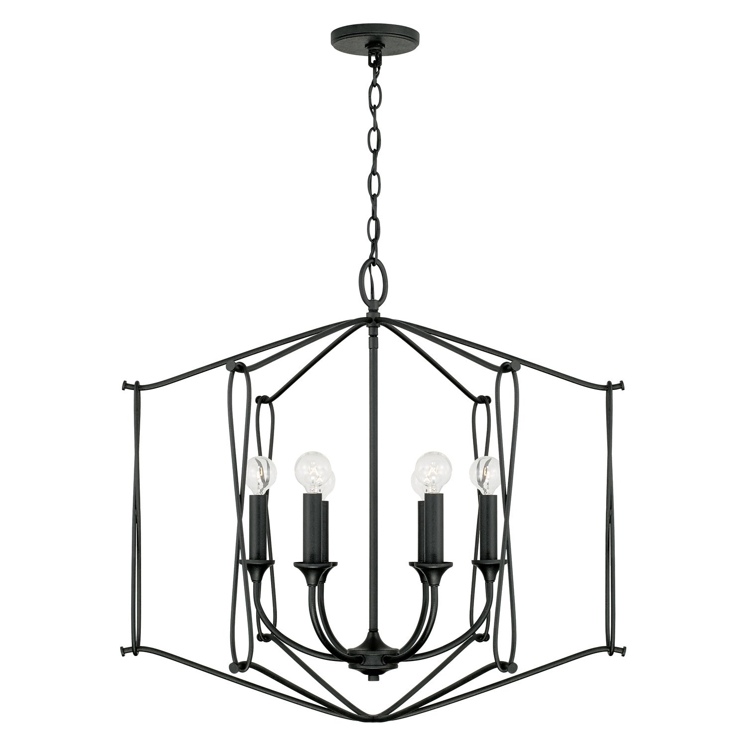  Bentley 6-Light Foyer Pendant In Black Iron