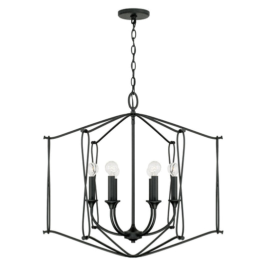  Bentley 6-Light Foyer Pendant In Black Iron