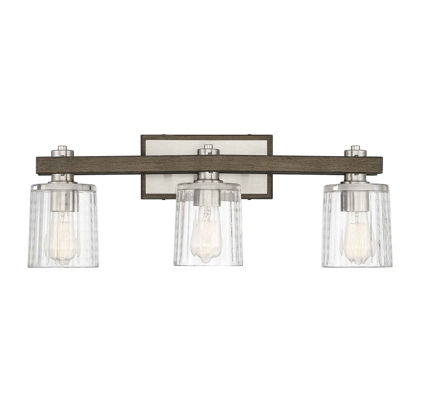  Halifax 3-Light Bath In Satin Nickel With Gray Wood