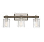  Halifax 3-Light Bath In Satin Nickel With Gray Wood