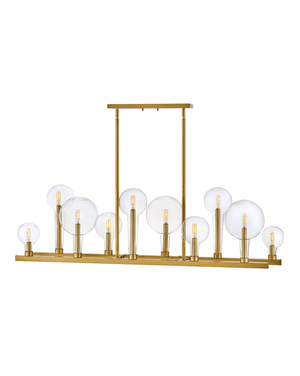  Alchemy Ten Light Linear Chandelier In Lacquered Brass