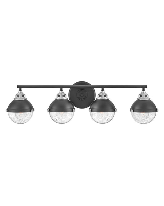  Fletcher Four Light Vanity In Black With Chrome Accents