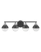  Fletcher Four Light Vanity In Black With Chrome Accents