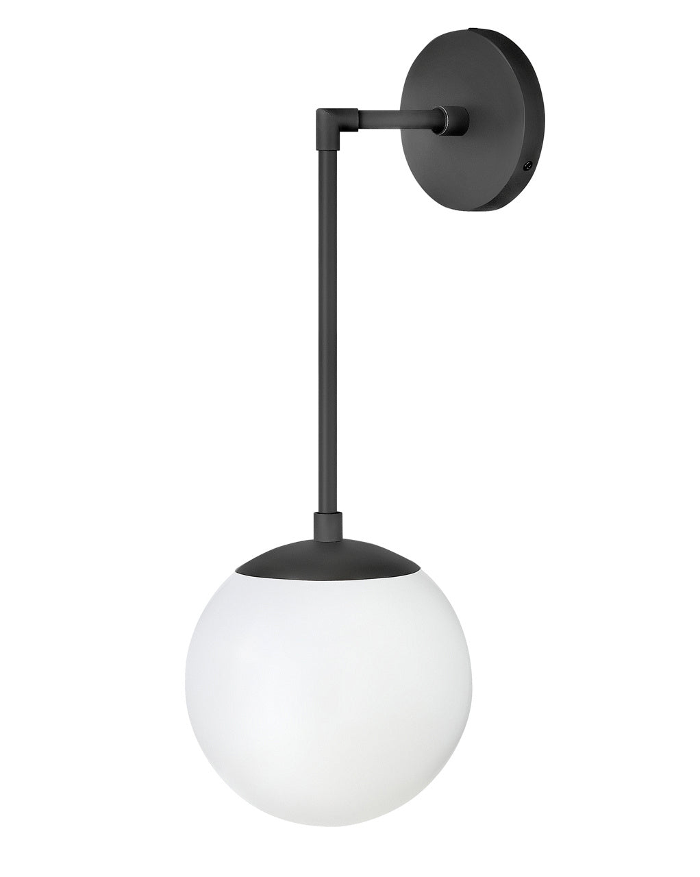  Warby One Light Wall Sconce In Black With White Glass