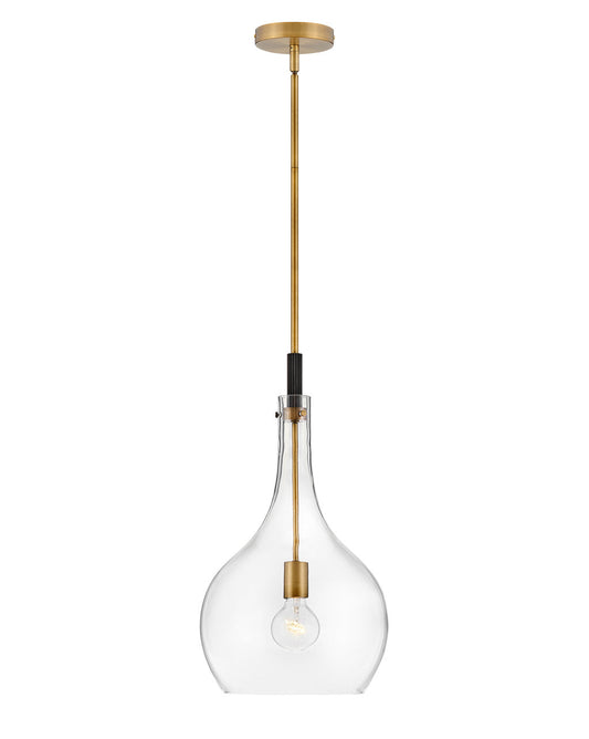  Ziggy One Light Pendant In Heritage Brass With Clear Glass