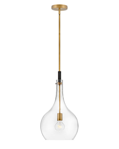  Ziggy One Light Pendant In Heritage Brass With Clear Glass
