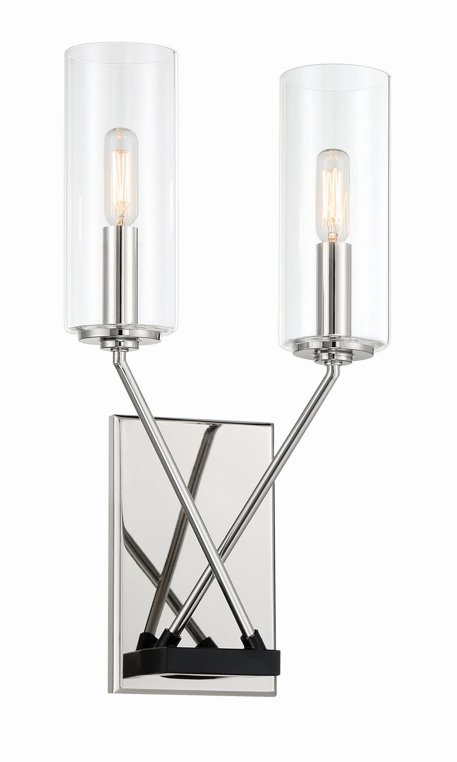  Highland Crossing Two Light Wall Sconce In Coal With Polished Nickel Highlights