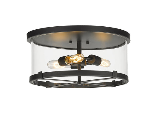Z-LIte Callista Three Light Flush Mount In Matte Black