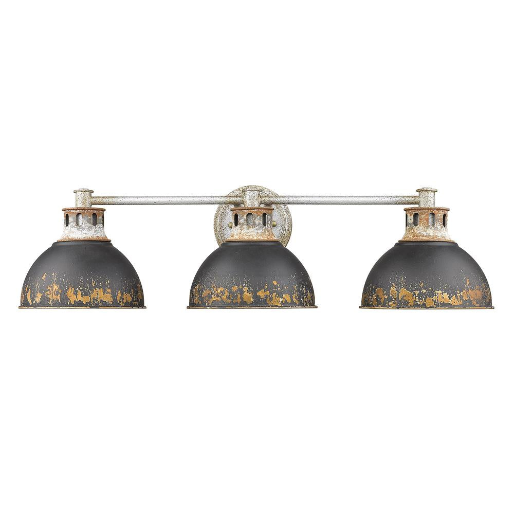 Golden Lighting 3-Light Bath Vanity In Aged Galvanized Steel