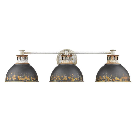 Golden Lighting 3-Light Bath Vanity In Aged Galvanized Steel