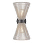 Golden Lighting Avon 2-Light Wall Sconce In Matte Black With Bleached Raphia