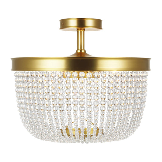  Summerhill Six Light Semi Flush Mount In Burnished Brass