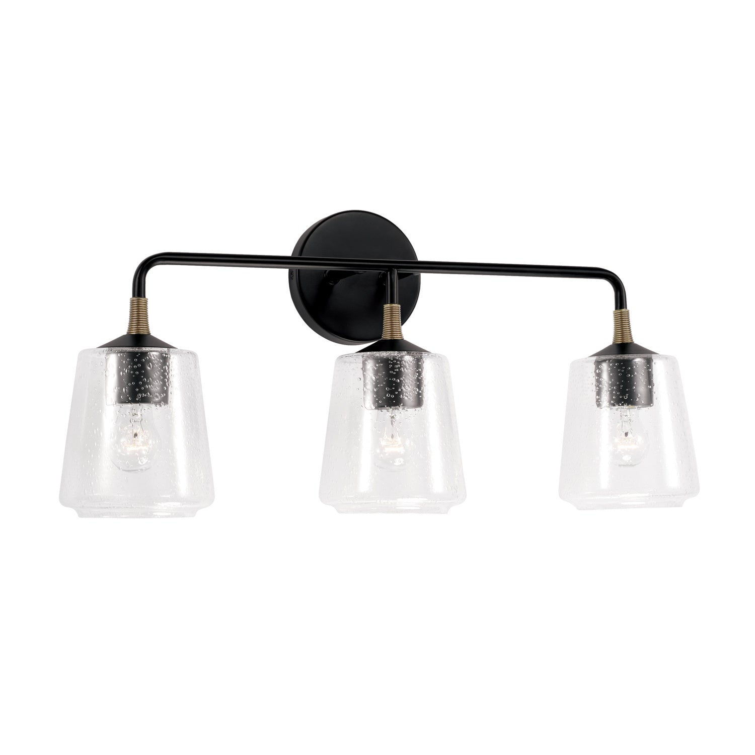  Amara 3-Light Vanity In Matte Black With Brass