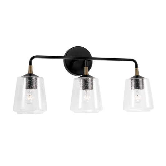  Amara 3-Light Vanity In Matte Black With Brass