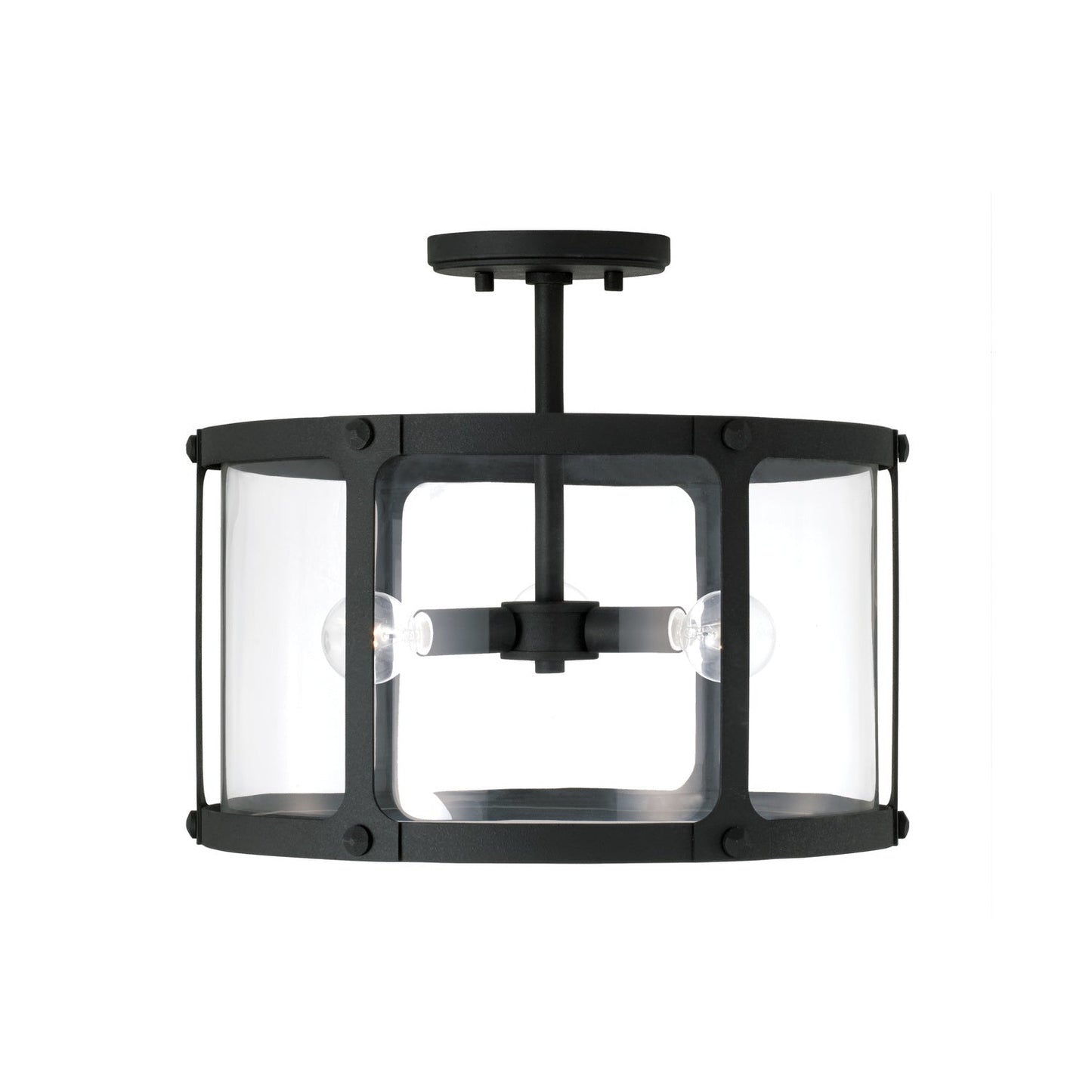  Brennen 3-Light Semi-Flush Mount In Black Iron