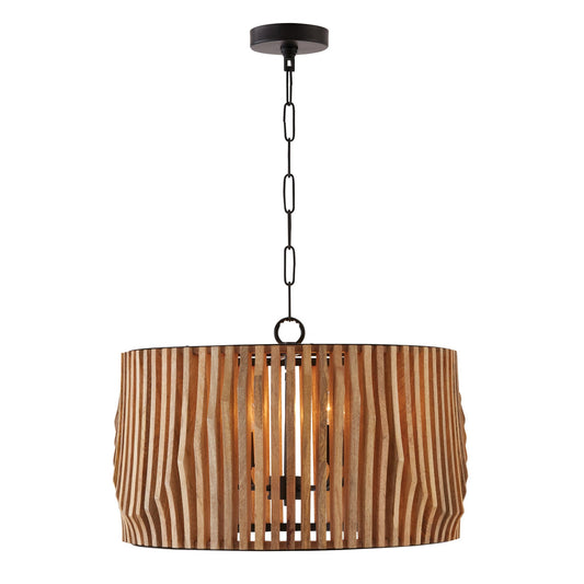  Archer 4-Light Pendant In Light Wood And Matte Black