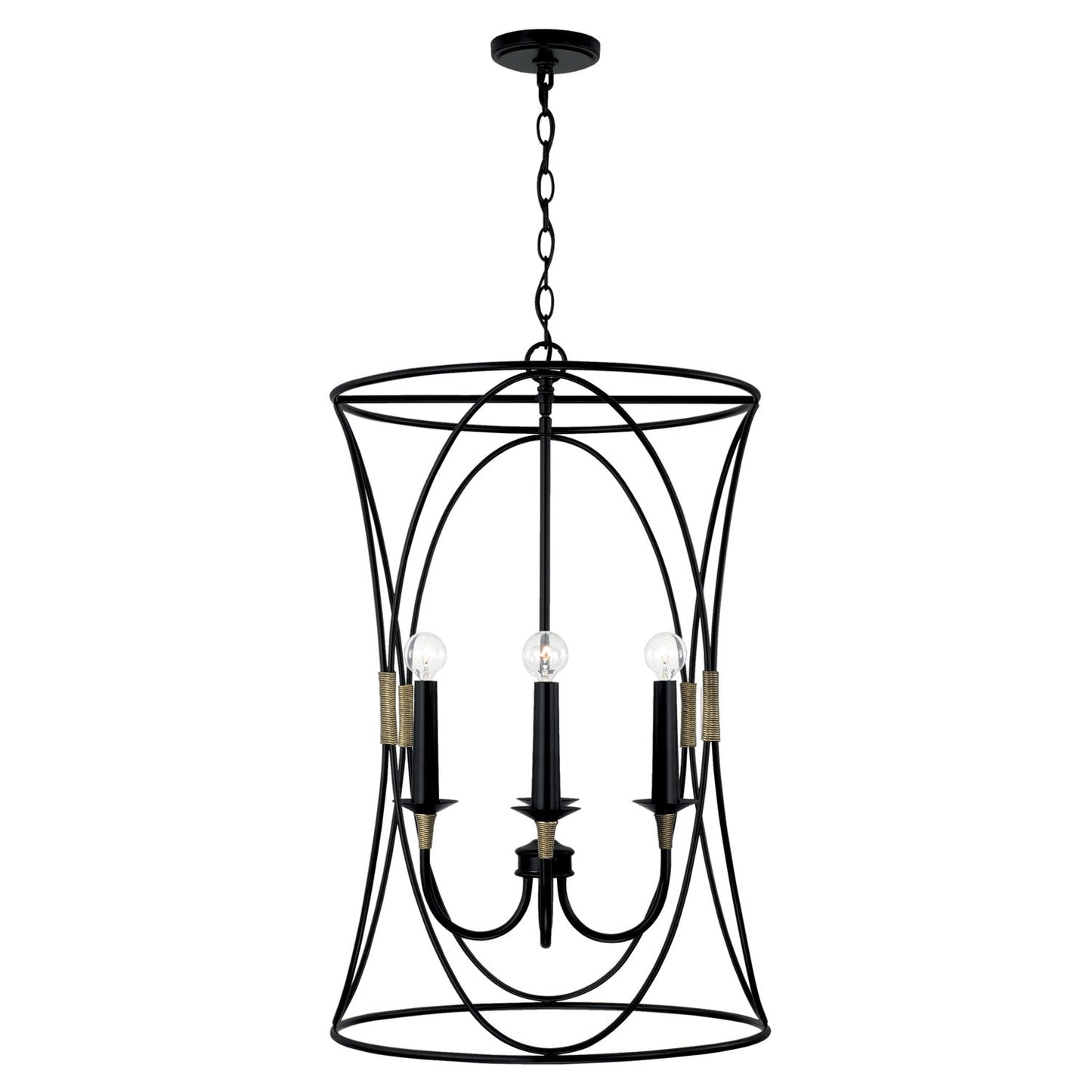  Amara 4-Light Foyer Pendant In Matte Black With Brass