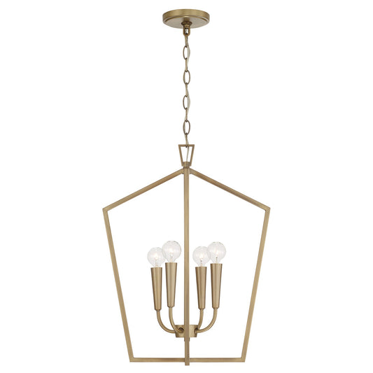  Holden 4-Light Foyer Pendant In Aged Brass