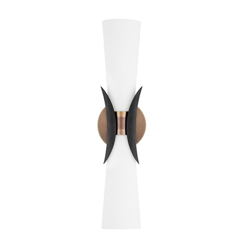  Muncie 2-Light Wall Sconce In Patina Brass & Soft Black