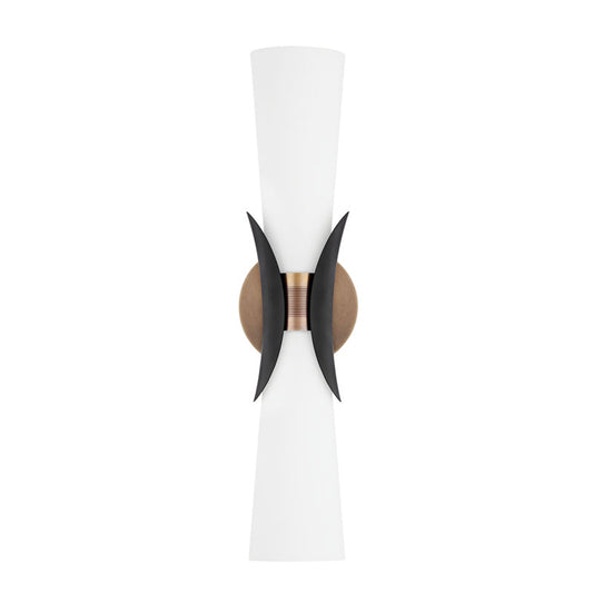  Muncie 2-Light Wall Sconce In Patina Brass & Soft Black