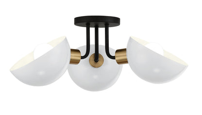  Gigi 3-Light Ceiling Mount In Matte Black & Aged Brass