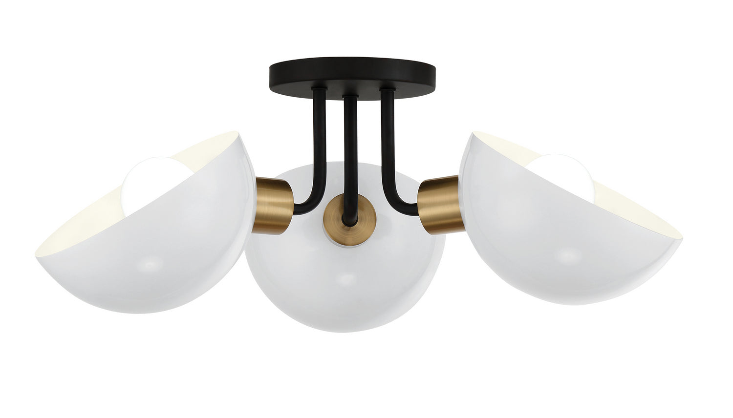  Gigi 3-Light Ceiling Mount In Matte Black & Aged Brass