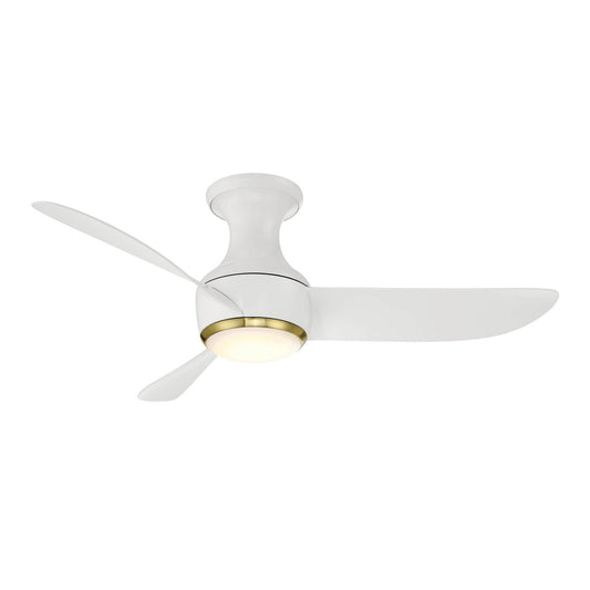  Corona 44" Ceiling Fan In Matte White & Soft Brass Trim