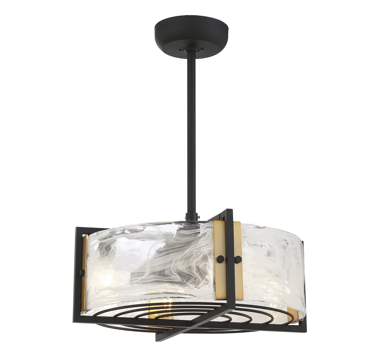  Hayward 4-Light 12" Fan D'lier In Matte Black With Warm Brass