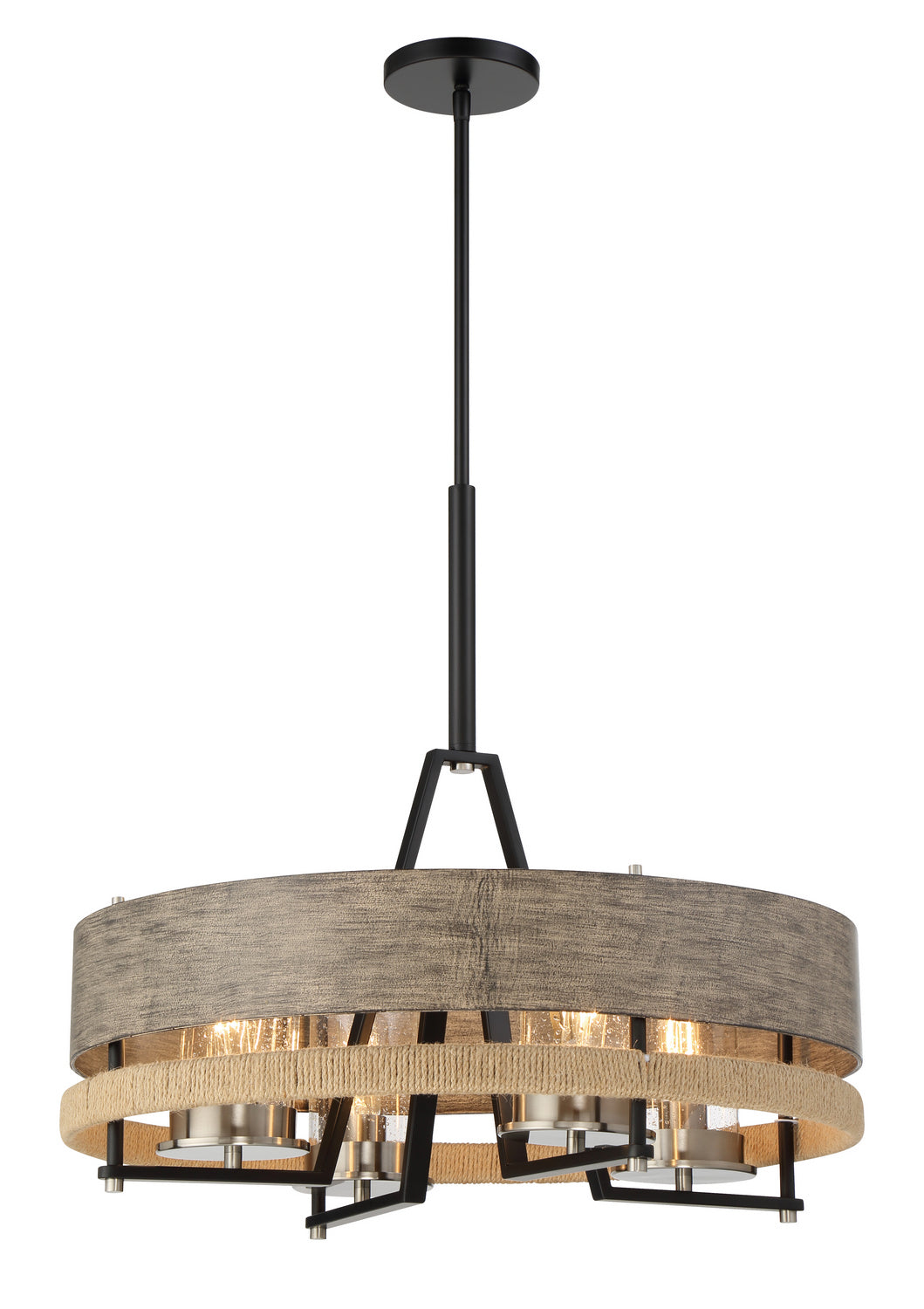  Silver Creek 4-Light Chandelier In Stone Grey, Coal, & Brushed Nickel