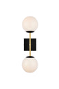  Neri 2-Light Wall Sconce In Black & Brass & White